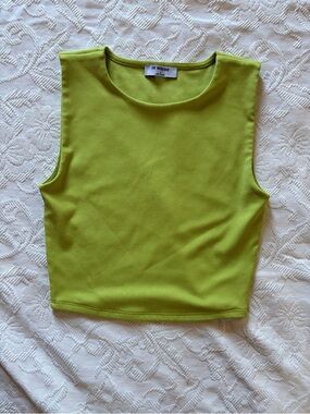 Workshop Republic Clothing Neon Lime Scoop Neck Tank NWOT